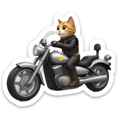 Cat riding motorcycle sticker