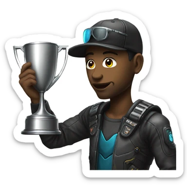 winner with cup cyberpunk sticker