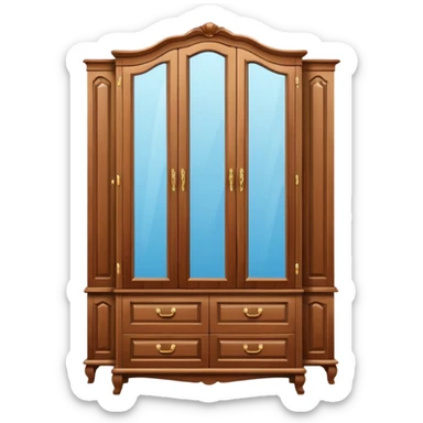 wooden wardrobe with mirrors on both doors sticker