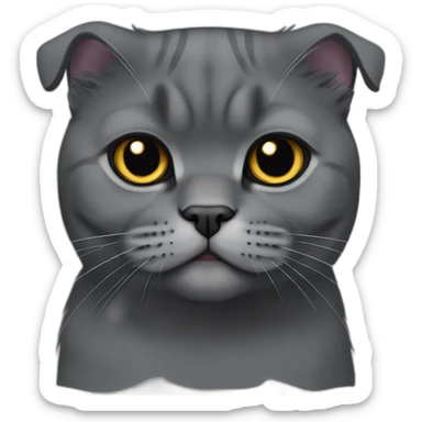 all dark grey Scottish Fold Cat broken ear sticker