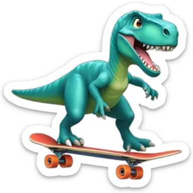 Dinosaur skateboarding sticker