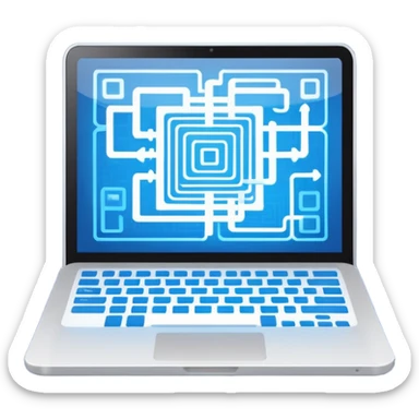 AI webflow on a computer - really complicated, sequences of squares connected to other squares sticker