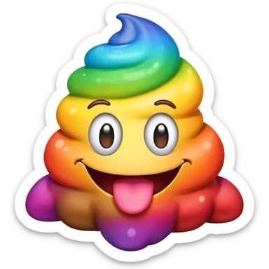 rainbow poop emoji monster sticker