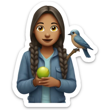 girl with bird sticker