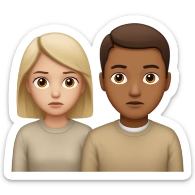  Indifference - 2 people with one facing right and the other facing left. Both look uninterested sticker