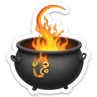 Cauldron with a fire snake that is inside sticker