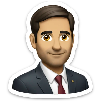 Rubio señalando sticker