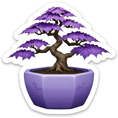  Earthenware ware small short squat cascading black violet bonsai pot plant purple lace-leaf maple tree with triangular angular multi-hexagon faceted asymmetrical originally shaped pot sticker