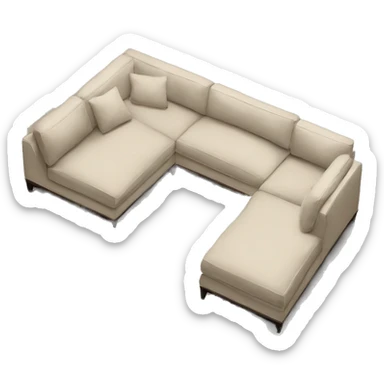 Living room sectional beige realistic  sticker