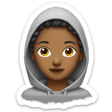 Brown woman wearing sweatpants, hoodie  slippers  sticker