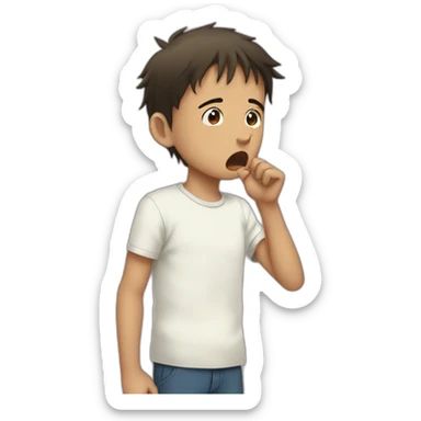 Side perspective, Loud Coughing kid, anime sticker