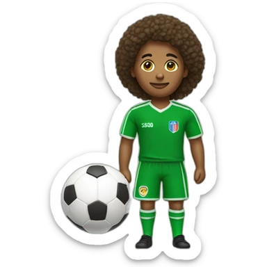 futbolista con balón pies y camiseta verde sticker