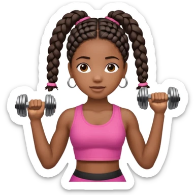 Black Girl with braids and dumbells  sticker