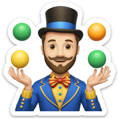 circus juggler beard zelensky juggling two balls blue and yellow sticker