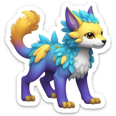 Cute cool colorful fantasy animal hybrid Fakemon full body sticker