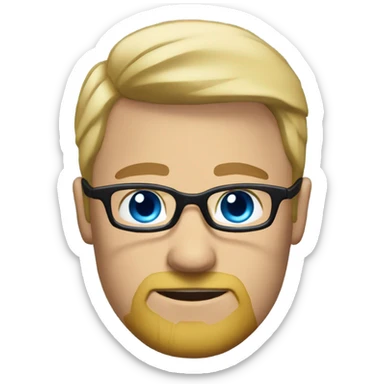 Man-really short hair-blond-beard-blue eyes-glasses sticker