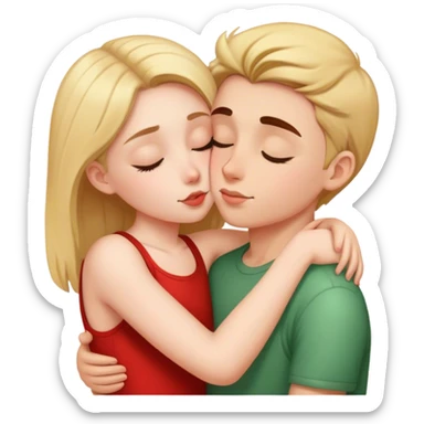 Girl hugging boy kissing forehead sticker