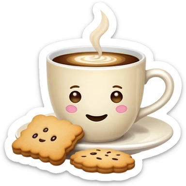 Tasse de café au lait et des biscuit  sticker