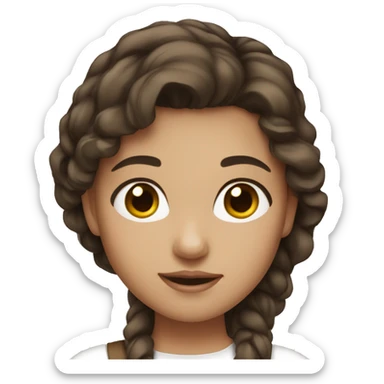 Girl with darkbrown hair short brown eyes and white skirt sticker