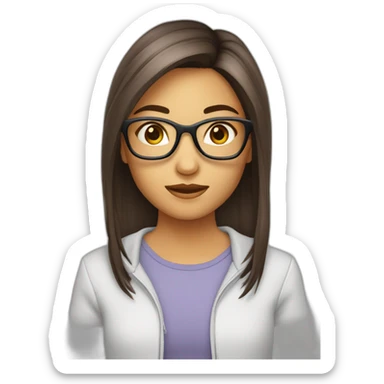 Fille a lunettes cheveux bruns au carré sticker