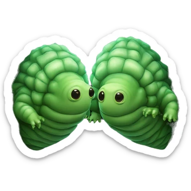 Two green tardigrades communicating via a VPN tunnel sticker