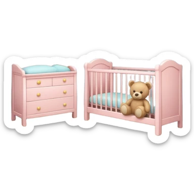 baby room, Cozy baby room with crib and teddy bear sticker