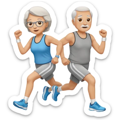 light skin grandma and grandpa work out and They have neutral colours of sport clothes sticker