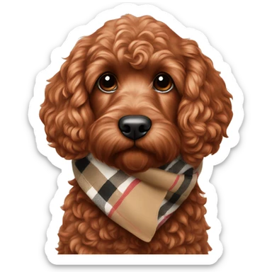 Red Cockapoo with Burberry scarf sticker