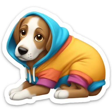 Dog wearing a hoodie  sticker