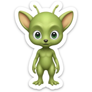 full body ...cute peacefull alien furry with 2 legs ....it has 1 eye....stands upright and looks intelligent ...wears clothing. not green..looks happy and cuddly... doesnt have eyes on face, there is a appendage coming from top of head with a single large eye sticker