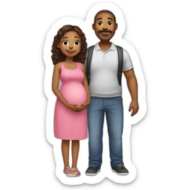 Little niece with uncle and pregnant aunt sticker