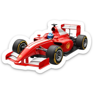 A red f1 car with white linea sticker