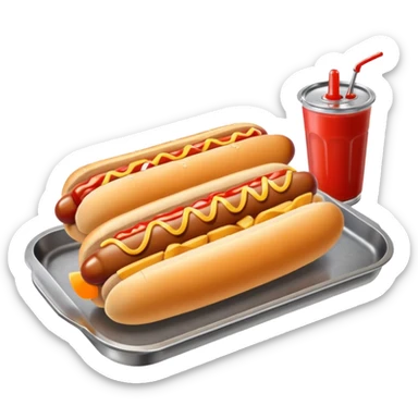 hot dog with french fries and ketchup on a tray sticker