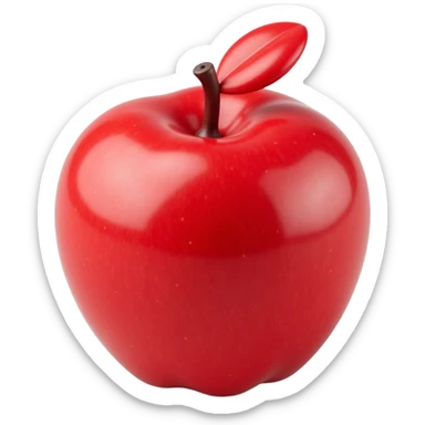 realistic, glossy red apple icon in skeuomorphism style, with subtle shadows and highlights sticker