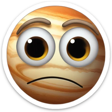 planet Jupiter with a cartoon awesome face with big thoughtful eyes sticker