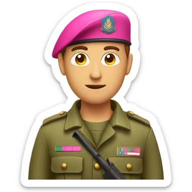 soldier with pink beret with elementor log badge sticker