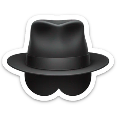 borsalino hat style with two arms and hands, face no visible, viene from top sticker