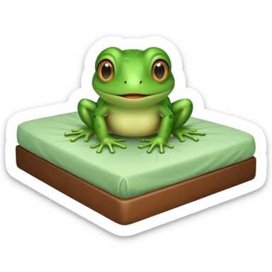 cute baby frog on bed sticker