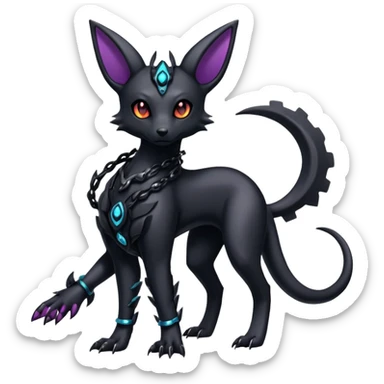 Shiny Dark Edgy Majestic Sophisticated Modern Gothic Gloomy Futuristic Cyber-Salandit-Umbreon-Delcatty-Hybrid (Full body) sticker