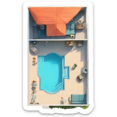 a drone top down shot of an airbnb appartement sticker