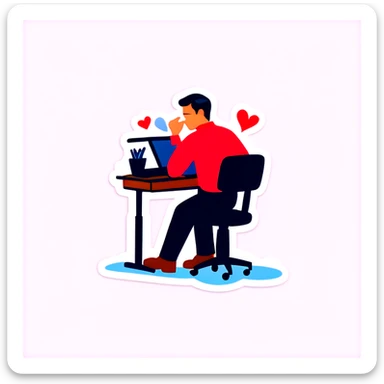 Work at a desk in love sticker