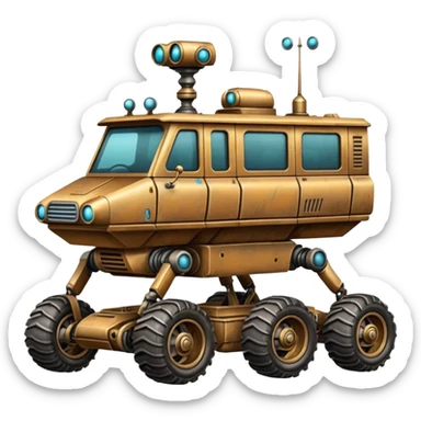  antique tall truck robotic twenty passenger Mars alien rover Scooby Doo Mystery Machine  sticker