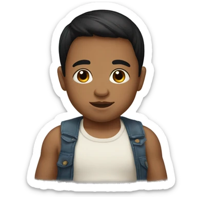 A FAIR SKIN BABY BOY, with SHORT STRAIGHT BLACK HAIR sticker