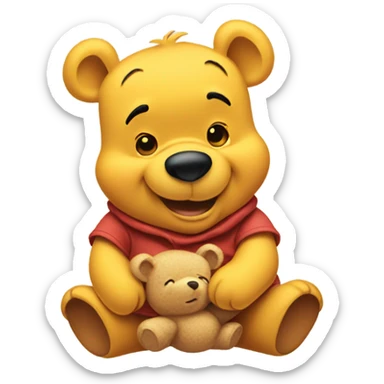 winnie the pooh holding his teddy bear sticker