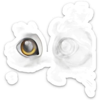 senior fat diluted calico cat, white chin, black nose, grey ears, grey and white sticker