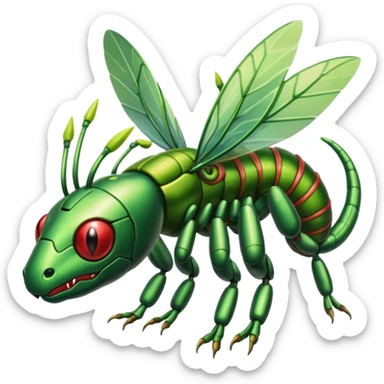 Cyber-robot-Caterpie-Flygon-Scyther-fusion sticker