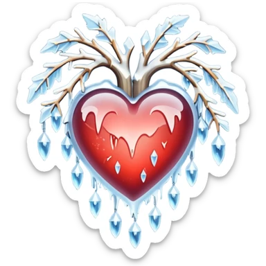heart with winter icicles sticker