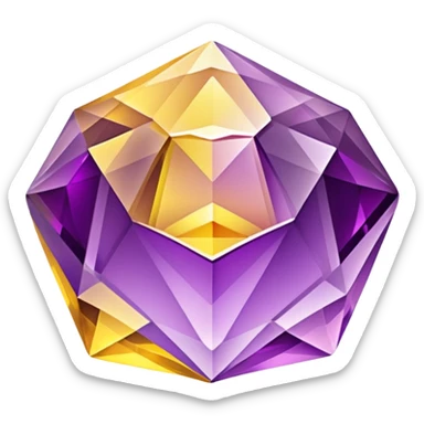 chatoyant gemstone crystal layered colors purple and yellow 3d png background sticker