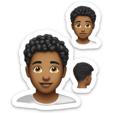 teen kid with taper fade and mid short curly hair sticker