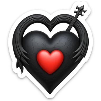goth heart with a dark harp sticker